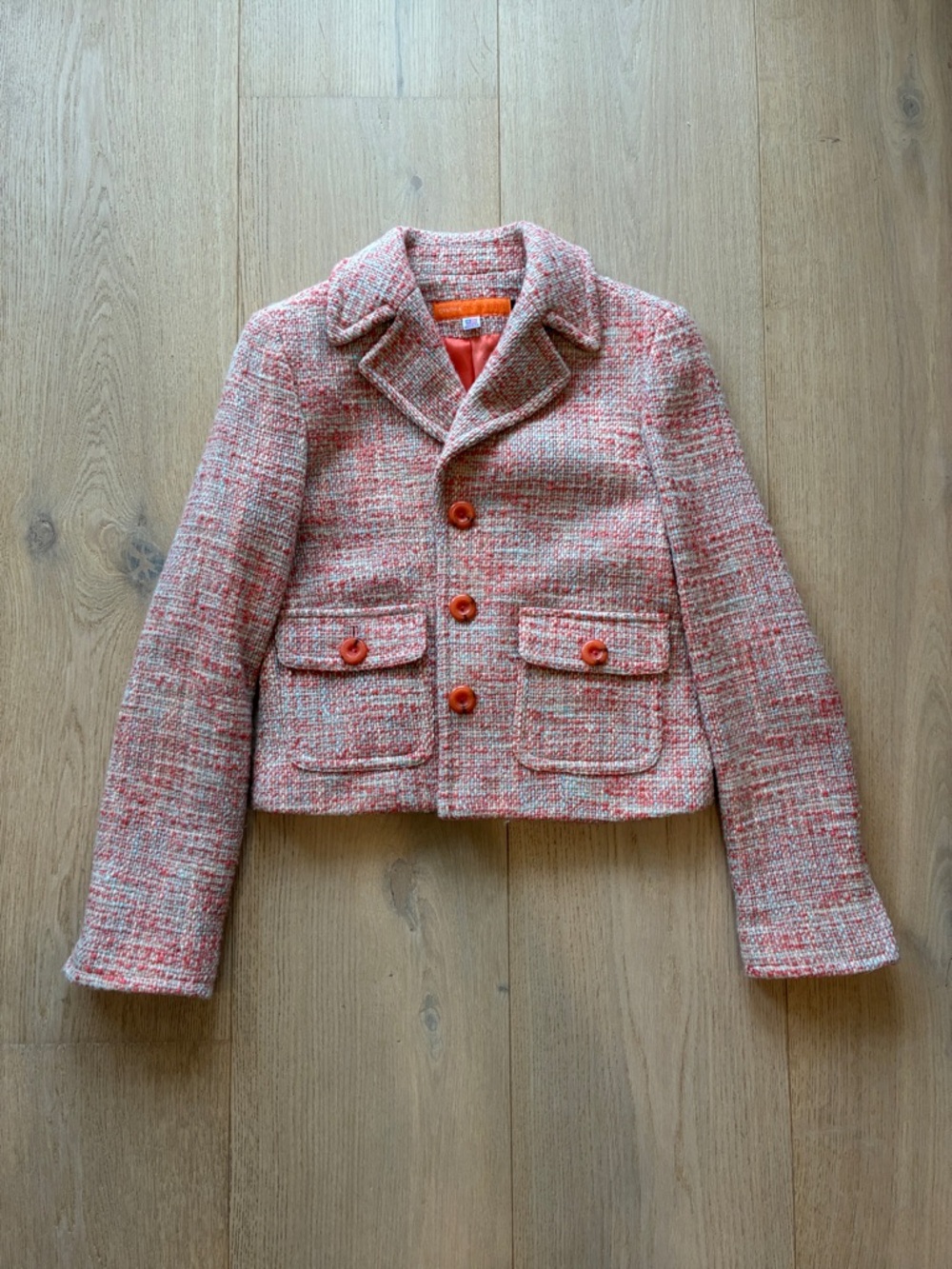 Cynthia Steffe Pink Tweed Button-Front Blazer